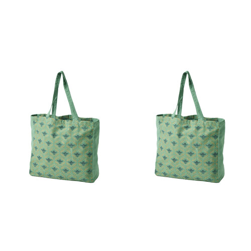 2PK Pilbeam Living Bee Shopping/Market Cotton Tote Bag - Green