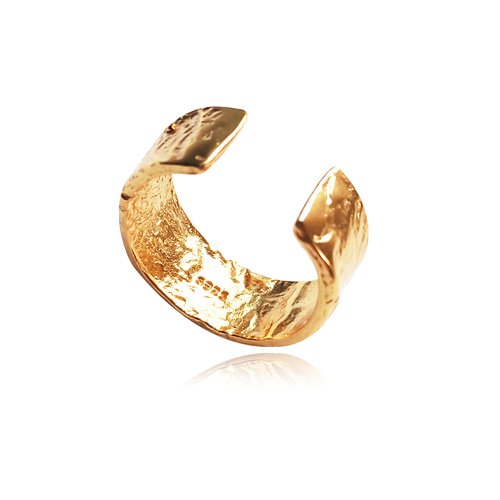 Culturesse Dionne Artisan Adjustable 2cm Open Ring - Gold Vermeil