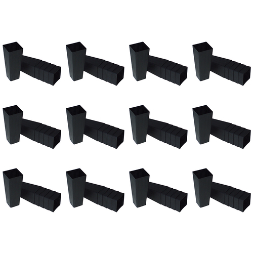 12PK 6pc Homeleisure Reko Square Tube 50mm Black Garden 