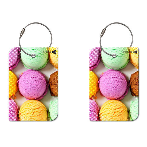 2PK Retreev Icecream Travel Bag Smart Tag Luggage Suitcase Name Card w/ QR