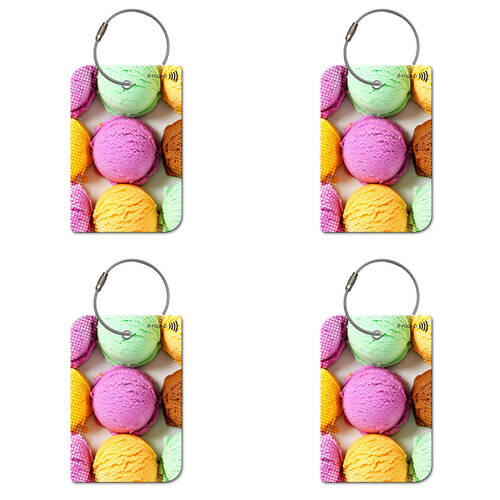 4PK Retreev Icecream Travel Bag Smart Tag Luggage Suitcase Name Card w/ QR