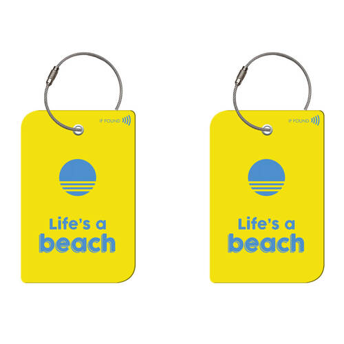 2PK Retreev Life's a Beach Travel Bag Smart Tag Luggage Suitcase Name Card w/ QR