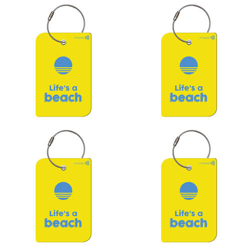 4PK Retreev Life's a Beach Travel Bag Smart Tag Luggage Suitcase Name Card w/ QR