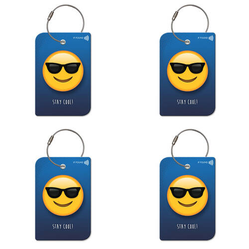 4PK Retreev Emoji Sunglass Travel Bag Smart Tag Luggage Suitcase Name Card w/ QR