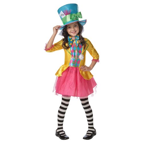 Disney Mad Hatter Girls Deluxe Kids Girls Dress Up Costume - Size 3-5 Yrs