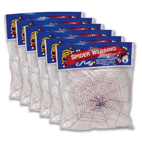 6PK Cobweb With Spiders Party Indoor Decoration - White