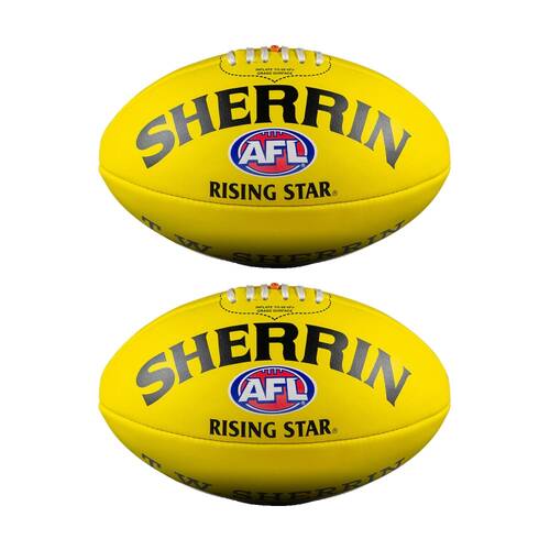 2PK Sherrin AFL Rising Star Split Leather Recreational Football Size 3 Yellow