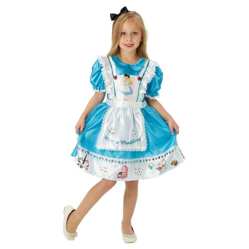 Disney Alice In Wonderland Deluxe Kids Girls Dress Up Costume - Size 3-5 Yrs