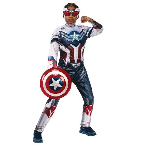 Marvel Captain America Deluxe Faws Boys Dress Up Costume - Size 9-10 YRS