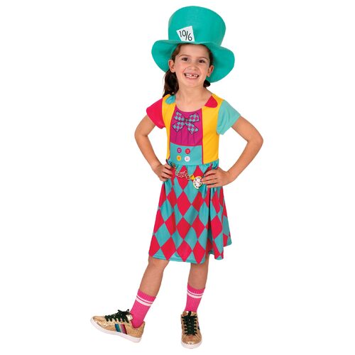 Disney Mad Hatter Girls Classic Dress Up Costume - Size 4-6