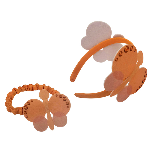 2PK Emma Memma Butterfly Headband & Wristlet Accessory Orange - Child