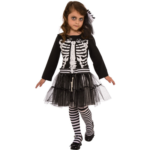Rubies Little Skeleton Girls Dress Up Costume - Size 6-8y