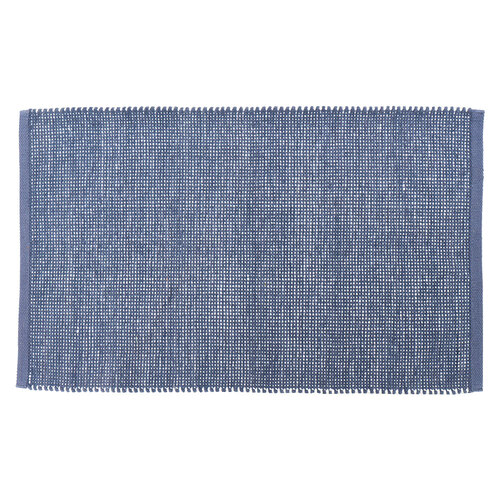 Tontine 80cm Chenille Bath Mat Cotton 1150gsm Grid Blue Denim