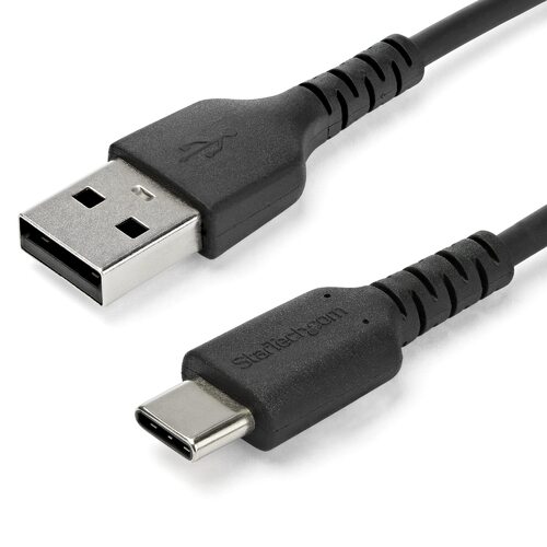 2 m (6.6 ft) USB 2.0 to USB C Cable – Black – Aramid Fiber