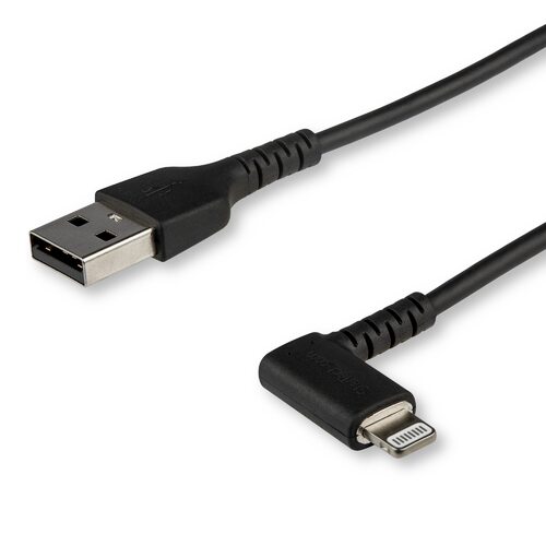 2m (3 ft.) Durable Angled Lightning to USB Cable - Black