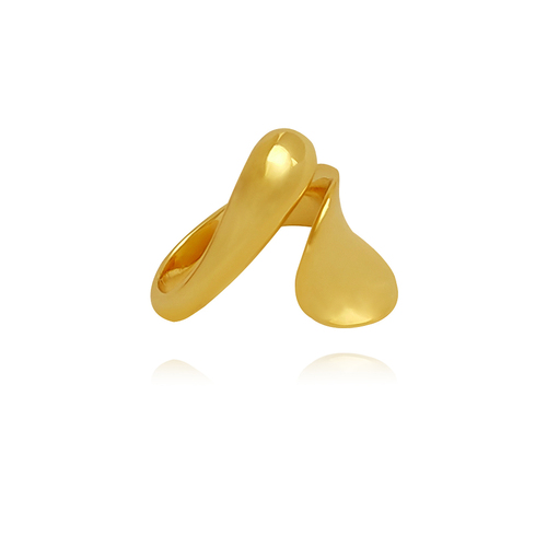 Culturesse Sage Artisan Adjustable 2cm Open Ring - Gold Vermeil