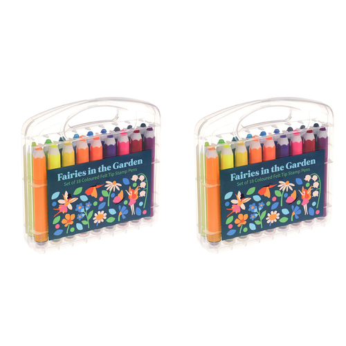 2x 18pc Rex London Felt Tip Stamp Pens Kit Fairies in the Garden