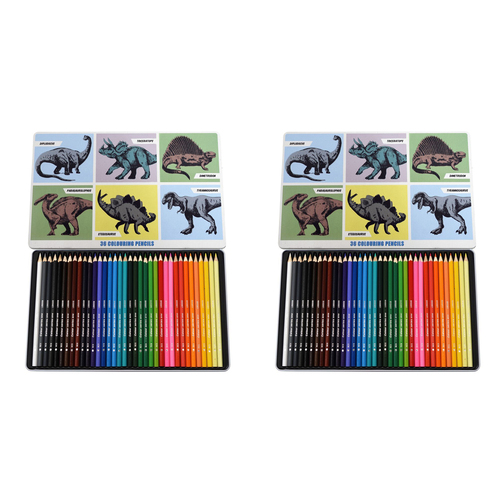 2x 36pc Rex London Colouring Pencils Drawing Stationery 3y+ - Prehistoric Land