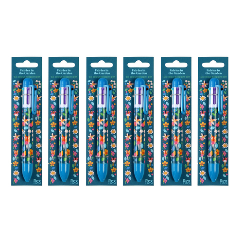 6PK Rex London Six Colour Writing Ball Pont Pen – Fairies
