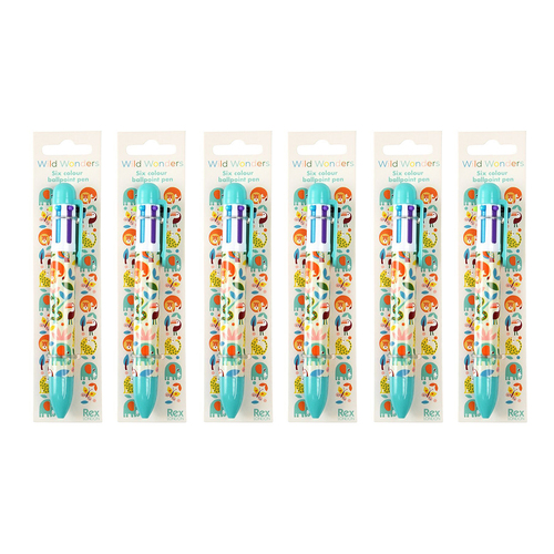 6PK Rex London Six Colour Writing Ball Pont Pen – Wild Wonders