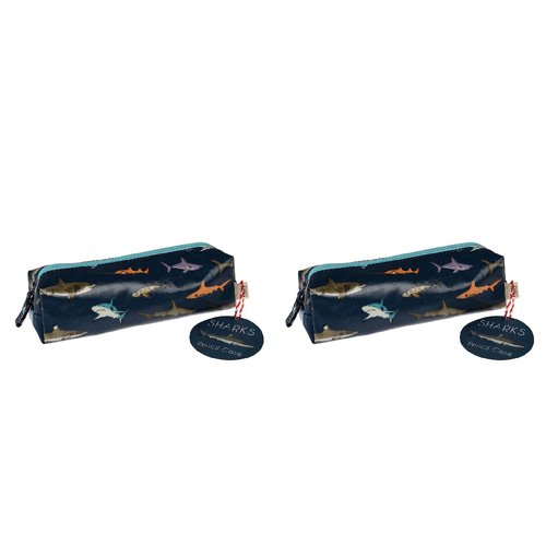 2PK Rex London Pencil Case Stationery Organiser 9x21cm - Sharks