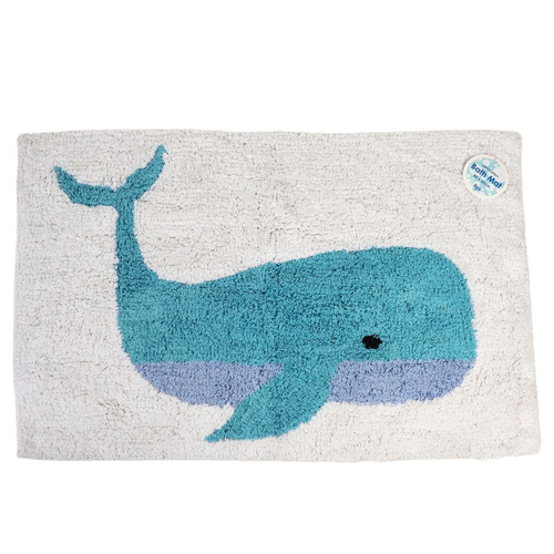 Rex London Tufted Cotton Bathmat Rectangular 50x80cm - Whale