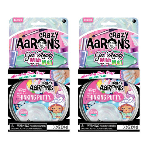 2PK Crazy Aarons Trenserrers Get Ready With Me Putty 4In Tin Kids Sensory Toy 3y+
