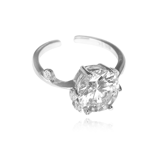 Culturesse Phaedra Austrian Fine Zircon Adjustable 2.2cm Open Ring - Silver