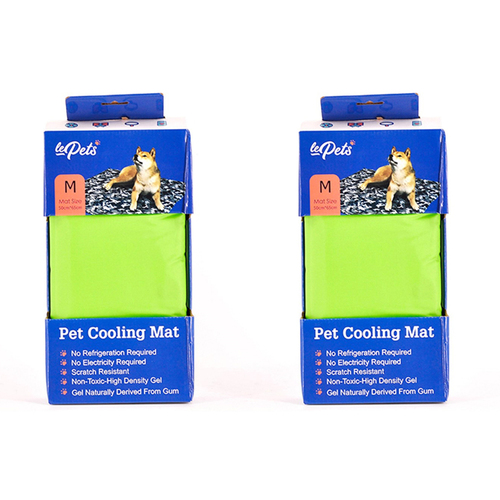 2PK Lepets 40x65cm Pet Cooling Mats/Pad Dog/Puppy Bed Comfort Cushion Medium Green