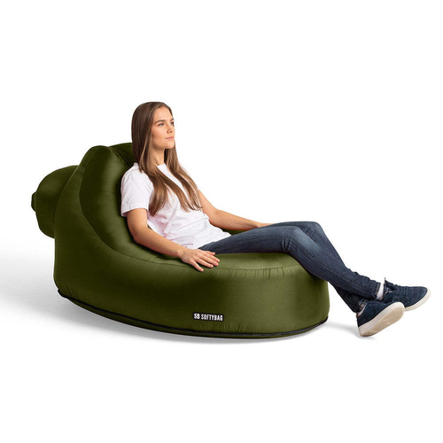 Softybag Inflatable 175cm Chair Camping Lounge - Olive Green