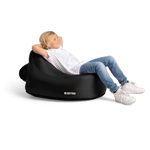 Softybag Inflatable 85cm Chair Kids Camping Lounge - Midnight Black