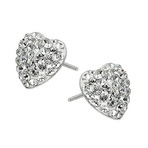 Sterling Silver Heart Earrings w/ Swarovski Crystals