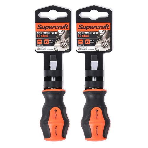 2PK Supercraft CR-V Steel Screwdriver Slotted/Flat Head 6x38mm 
