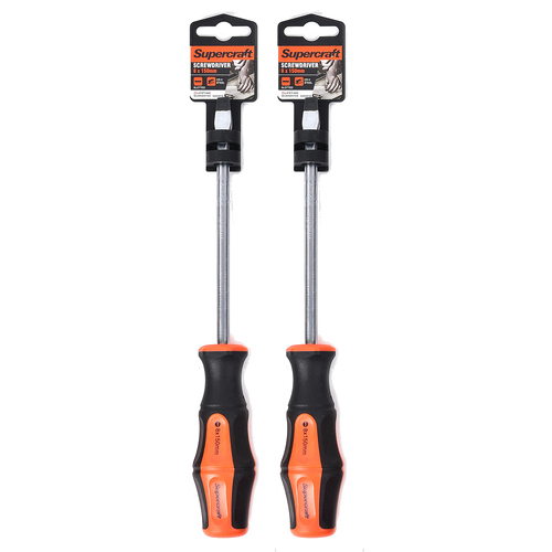 2PK Supercraft CR-V Steel Screwdriver Slotted/Flat Head 8x150mm 