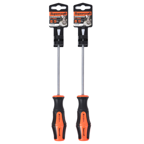 2PK Supercraft CR-V Steel Screwdriver Slotted/Flat Head 5x150mm 