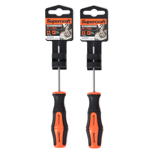 2PK Supercraft CR-V Steel Screwdriver Phillips Head #0 3.2x75mm 