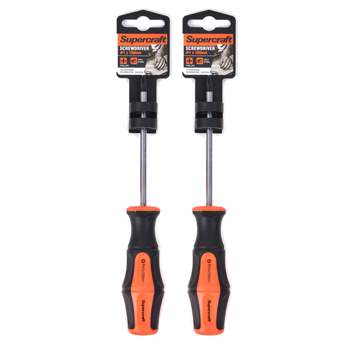 2PK Supercraft CR-V Steel Screwdriver Phillips Head #1 5x100mm 