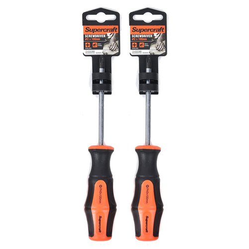 2PK Supercraft CR-V Steel Screwdriver Phillips Head #2 6x100mm 