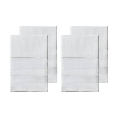 2x 2pc Grosvenor House 500TC Cotton Hotel Stripe Standard Pillowcases White