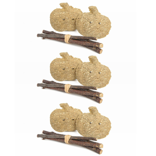 3PK Nature Island Timothy Apples & Stix Rabbit/Guinea Pig Pet Activity Toy Natural