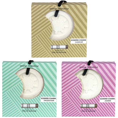 3pc Arome Ambiance Scented Charm & 7ml Frag Oil - Frozen Pear/Jasmine/Clear Air