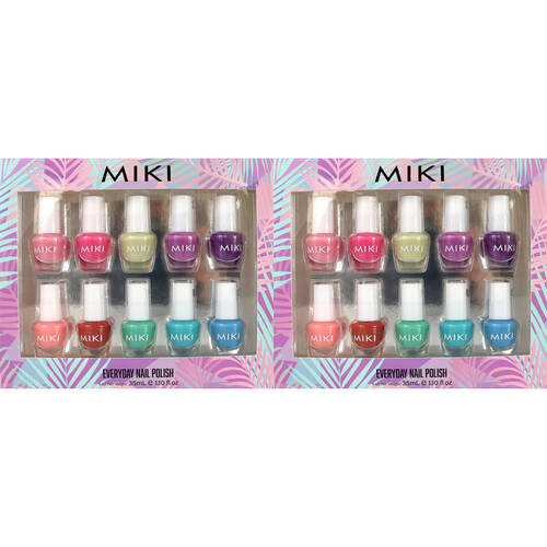 2PK 10pc Miki Everyday Nail Polish 5y+/3.5mL Multi Coloured