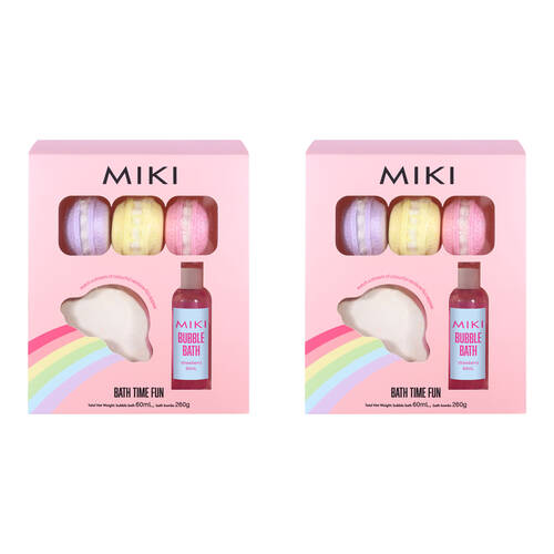 2PK 5pc Miki Kids Bath Time Fun Pack w/ 65g Bathbombs and 60mL Bubbles 3y+