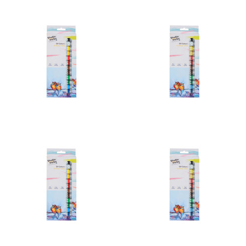 4x 12pc Studio Works High Quality Oil Colours In Window Box 12ml