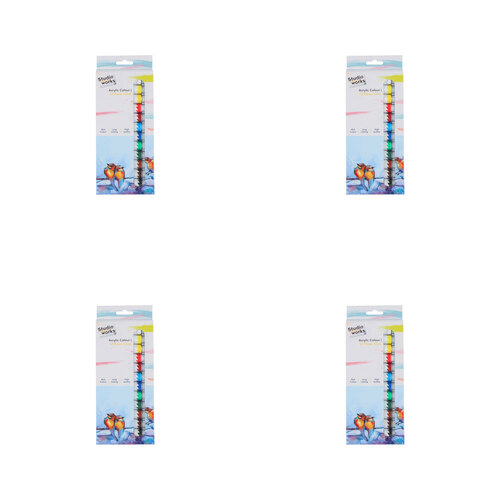 4x 12pc Studio Works Acrylic Paint Tubes 12ml Assorted