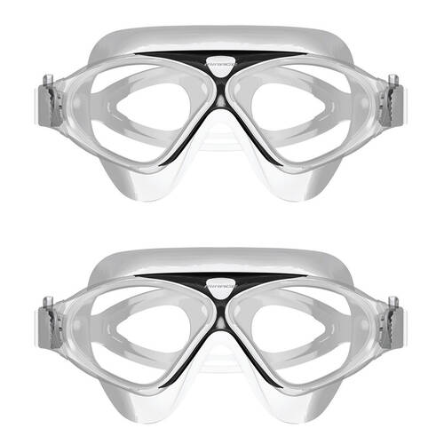 2PK Mirage Adult Lethal Oversized Silicone Swimming Goggles Clear/Black