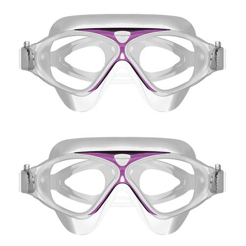 2PK Mirage Adult Lethal Oversized Silicone Swimming Goggles Clear/Purple