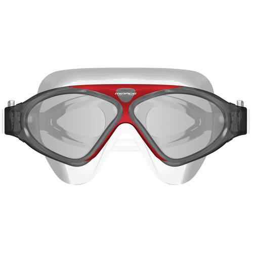Mirage Adult Lethal Oversized Silicone Swimming Goggles Smoke/Red