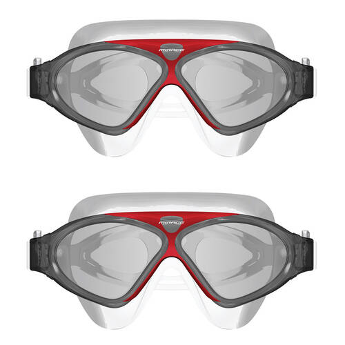 2PK Mirage Adult Lethal Oversized Silicone Swimming Goggles Smoke/Red
