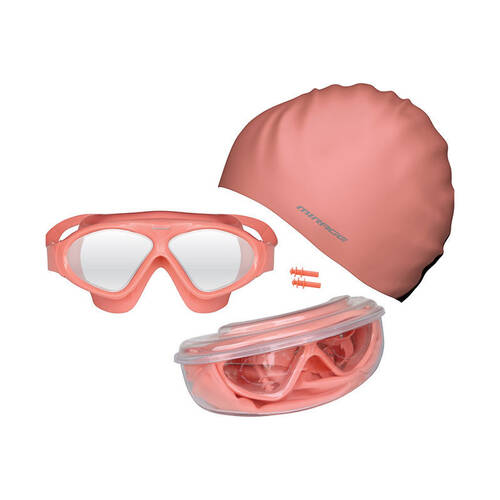 Mirage Bondi Ocean Goggles/Swim Cap/Ear Plugs Swimming Pack Coral